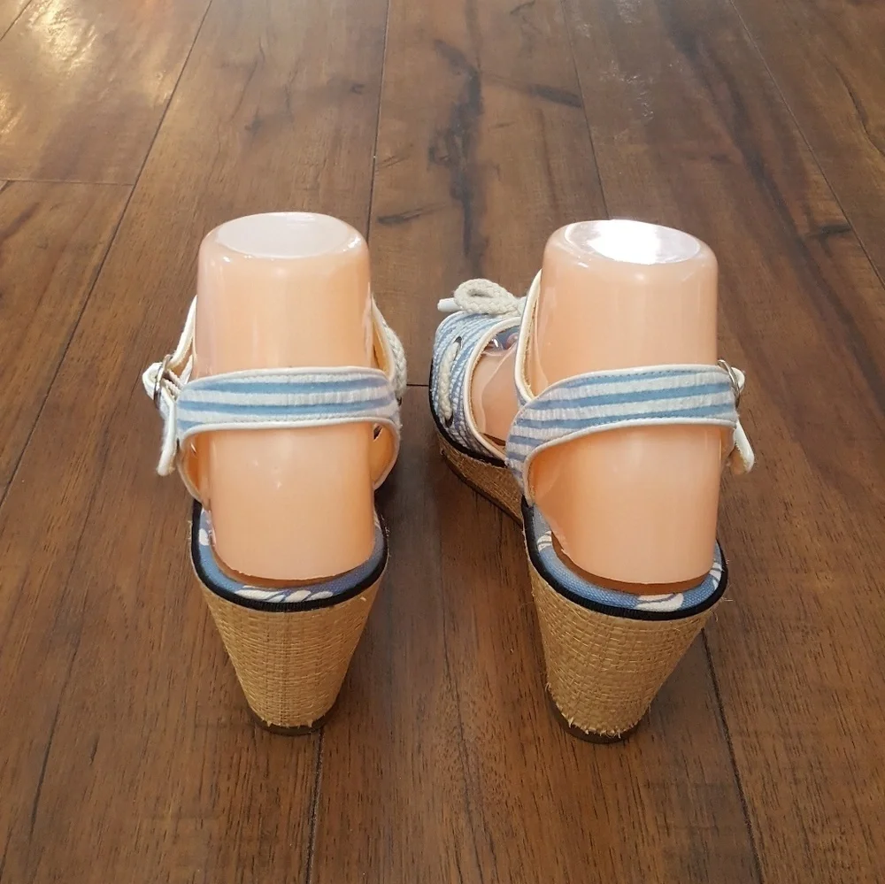 Sperry Vintage Top-Sider Paloma French‎ Blue Seersucker Wedges